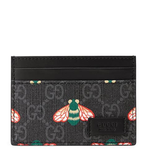 gucci gg supreme black bee card holder|gucci card case with lanyard.